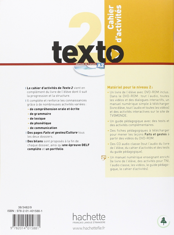 Паперова книга «Texto: Niveau 2: Cahier d'activites (+ CD audio)», авторів Corina Brillant, Sophie Erlich, Marine Antier, Marie-José Lopes - фото №1