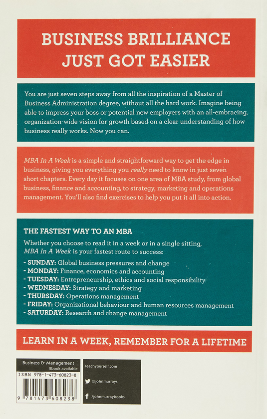 Бумажная книга «MBA in a Week. All the Insights of a Master of Business Administration Degree in Seven Simple Steps», автор Алан Финн - фото №1