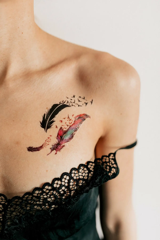 «Тимчасове тату Tattooshka Два пера (WM-256)», бренда Tattooshka - фото №1