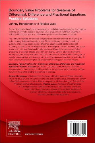 Бумажная книга «Boundary Value Problems for Systems of Differential, Difference and Fractional Equations: Positive Solutions», авторов Джонни Хендерсон, Родика Лука - фото №1