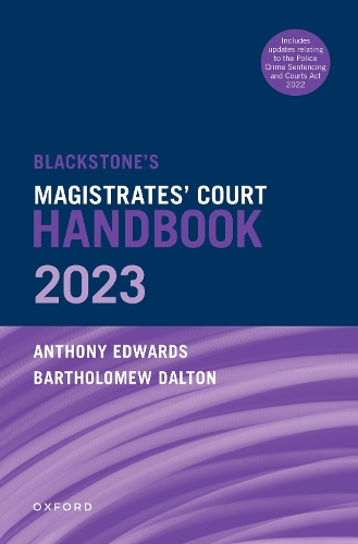 Бумажная книга «Blackstone's Magistrates' Court Handbook 2023», авторов Энтони Эдвардс, Бартоломью Далтон - фото №1