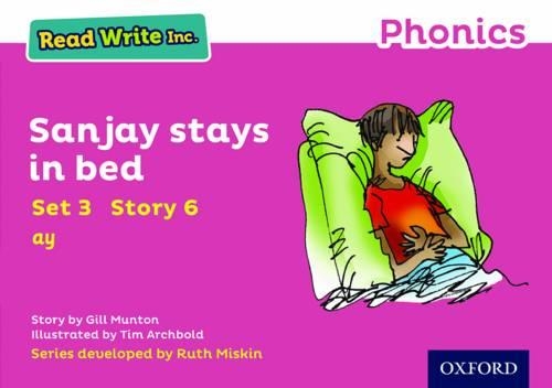 Бумажная книга «Read Write Inc. Phonics: Sanjay Stays in Bed (Pink Set 3 Storybook 6)», автор Джилл Мантон - фото №1