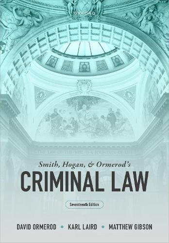 Паперова книга «Smith, Hogan, and Ormerod's Criminal Law», авторів Девід Ормерод, Карл Лейрд, Метью Гібсон - фото №1