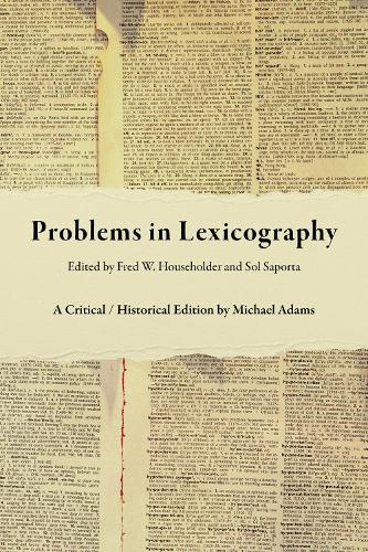 Паперова книга «Problems in Lexicography: A Critical / Historical Edition» - фото №1