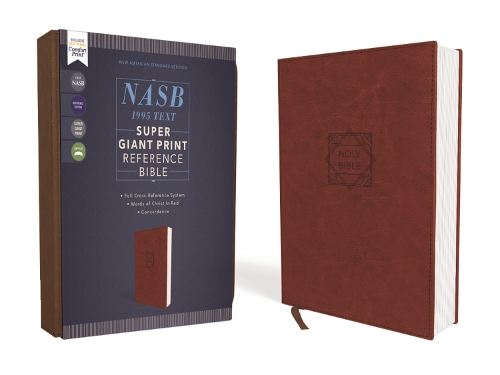 Бумажная книга «NASB, Super Giant Print Reference Bible, Leathersoft, Brown, Red Letter, 1995 Text, Comfort Print», автор Zondervan - фото №1