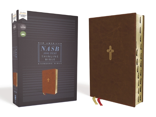 Бумажная книга «NASB, Thinline Bible, Leathersoft, Brown, Red Letter, 1995 Text, Thumb Indexed, Comfort Print», автор Zondervan - фото №1