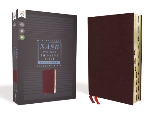 Бумажная книга «NASB, Thinline Bible, Large Print, Bonded Leather, Burgundy, Red Letter, 1995 Text, Thumb Indexed, Comfort Print», автор Zondervan - фото №1