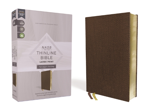 Бумажная книга «NASB, Thinline Bible, Large Print, Passaggio Setting, Leathersoft, Brown, Red Letter, 1995 Text, Comfort Print: Elegantly uniting single and double columns into one Passaggio Setting Bible design», автор Zondervan - фото №1