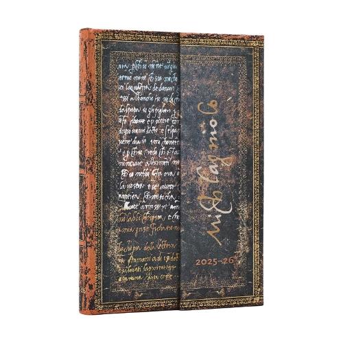 [object Object] «2026 Michelangelo Handwriting (Embellished Manuscripts Collection) Mini 18-month Horizontal Hardcover Flexi Dayplanner 2025-2026 (Wrap Closure)», автор Paperblanks - фото №1