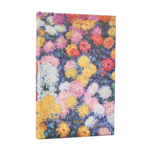 Бумажная книга «2026 Monet's Chrysanthemums Mini 12-month Horizontal Hardcover Flexi Dayplanner 2026 (Elastic Band Closure)», автор Paperblanks - фото №1