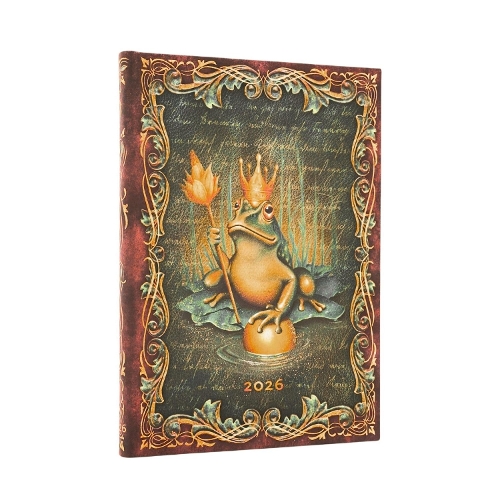 Бумажная книга «2026 The Brothers Grimm, Frog Prince (Fairy Tale Collection) Midi 12-month Vertical Hardcover Flexi Dayplanner 2026 (Elastic Band Closure)», автор Paperblanks - фото №1