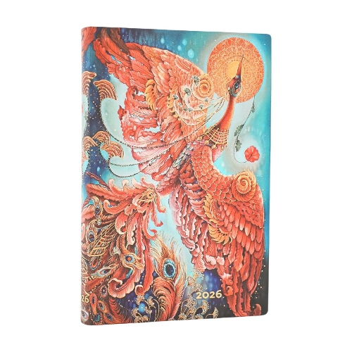 Бумажная книга «2026 Firebird (Birds of Happiness) Mini 12-month Horizontal Softcover Flexi Dayplanner 2026 (Elastic Band Closure)», автор Paperblanks - фото №1