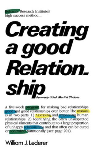 Бумажная книга «Creating a Good Relationship», автор Уильям Дж. Ледерер - фото №1
