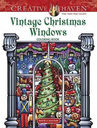 Паперова книга «Creative Haven Vintage Christmas Windows Coloring Book», автор Девід Бодо - фото №1