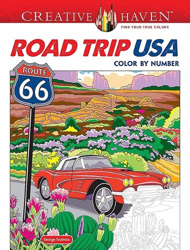 Бумажная книга «Creative Haven Road Trip USA Color by Number», автор Джордж Туфексис - фото №1