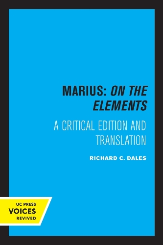 Паперова книга «Marius: On The Elements: A Critical Edition and Translation», автор Річард К. Дейлз - фото №1