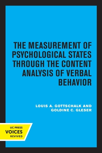 Паперова книга «The Measurement of Psychological States Through the Content Analysis of Verbal Behavior», авторів Ґолдін К. Ґлезер, Луї А. Готтшальк - фото №1
