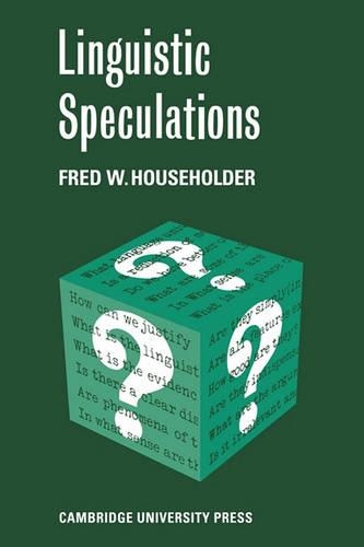 Бумажная книга «Linguistic Speculations», автор Фред В. Хаусхолдер - фото №1
