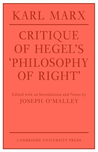 Бумажная книга «Critique of Hegel's 'Philosophy Of Right'», автор Карл Маркс - фото №1