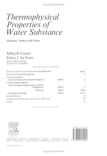 Бумажная книга «Thermophysical Properties of Water Substance: Students' Tables in SI Units», авторов Эдвин Ле Февр, Джеффри Купер - фото №1