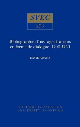 Паперова книга «Bibliographie d'Ouvrages Francais en Forme de Dialogue 1700-1750», автор Д.Дж. Адамс - фото №1
