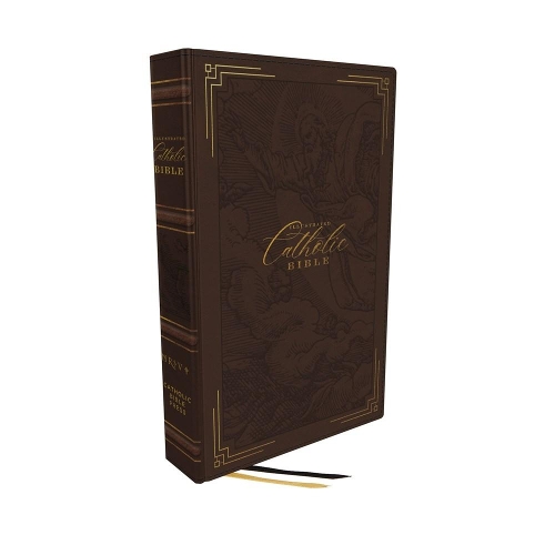 Бумажная книга «NRSVCE, Illustrated Catholic Bible, Genuine leather over board, Brown, Comfort Print: Holy Bible», автор Католическое библейское издательство - фото №1