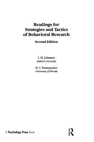Бумажная книга «Readings for Strategies and Tactics of Behavioral Research», авторов Х. С. Пеннипакер, Генри С. Пеннипакер, Дж. М. Джонстон, Джеймс М. Джонстон - фото №1