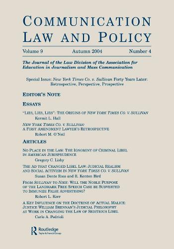 Бумажная книга «New York Times Co. v. Sullivan Forty Years Later: Retrospective, Perspective, Prospective:a Special Issue of communication Law and Policy» - фото №1