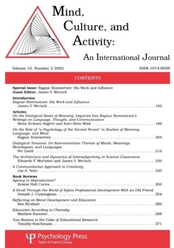 Бумажная книга «Ragnar Rommetveit: His Work and Influence:a Special Issue of mind, Culture, and Activity» - фото №1