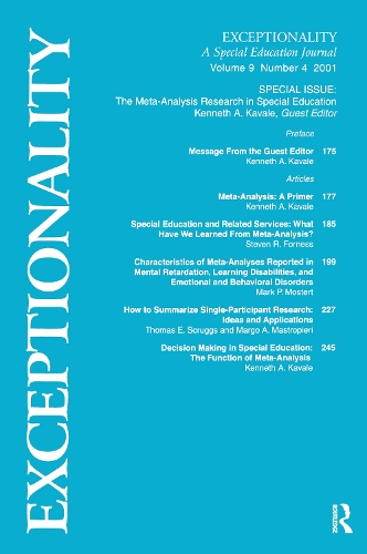Паперова книга «The Meta-Analysis Research in Special Education: A Special Issue of Exceptionality» - фото №1