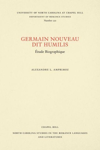 Паперова книга «Germain Nouveau dit Humilis: Étude Biographique», автор Александр Л. Ампрімоз - фото №1