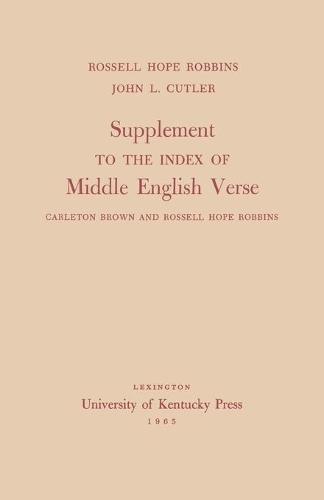 Бумажная книга «Supplement to the Index of Middle English Verse: Carleton Brown and Rossell Hope Robbins», авторов Джон Л. Катлер, Росселл Хоуп Роббинс - фото №1