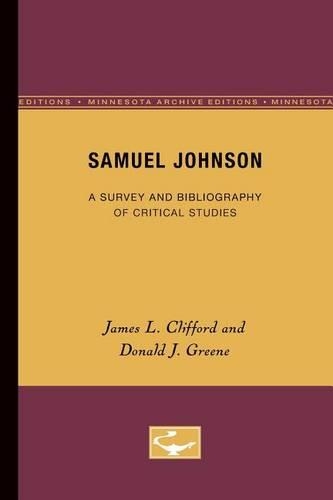 Паперова книга «Samuel Johnson: A Survey and Bibliography of Critical Studies», авторів Дональд Дж. Грін, Джеймс Л. Кліффорд - фото №1