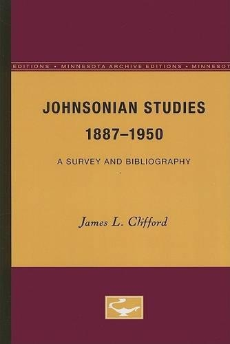 Паперова книга «Johnsonian Studies, 1887-1950: A Survey and Bibliography», автор Джеймс Л. Кліффорд - фото №1