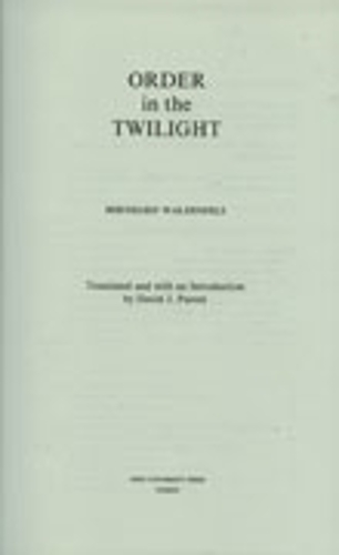 Бумажная книга «Order in the Twilight», автор Бернхард Вальденфельс - фото №1