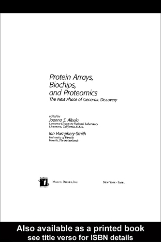 Бумажная книга «Protein Arrays, Biochips and Proteomics: The Next Phase of Genomic Discovery» - фото №1