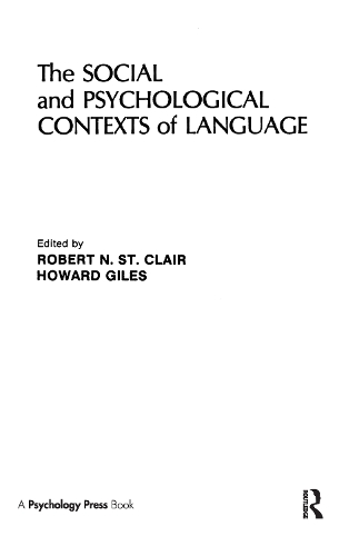 Бумажная книга «The Social and Psychological Contexts of Language» - фото №1