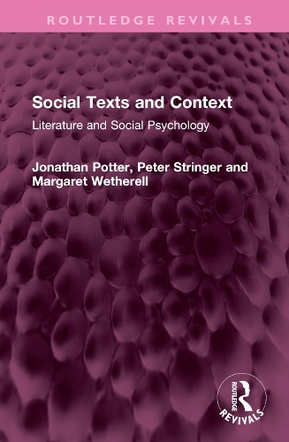 Паперова книга «Social Texts and Context: Literature and Social Psychology», авторів Джонатан Поттер, Маргарет Вітерелл - фото №1