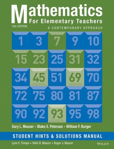Паперова книга «Mathematics for Elementary Teachers, Student Hints and Solutions Manual: A Contemporary Approach», авторів Блейк Е. Петерсон, Гарі Л. Мюссер, Вільям Ф. Бургер - фото №1