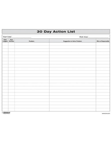 Паперова книга «30 Day Action List» - фото №1