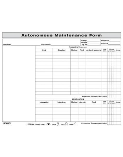 Паперова книга «Autonomous Maintenance Form» - фото №1