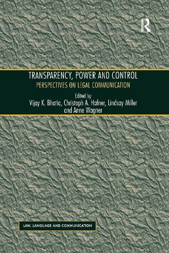 Паперова книга «Transparency, Power, and Control: Perspectives on Legal Communication», авторів Енн Вагнер, Крістоф А. Гафнер - фото №1