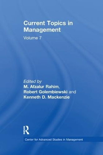 Бумажная книга «Current Topics in Management: Volume 7» - фото №1