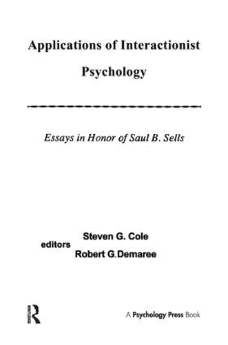 Бумажная книга «Applications of interactionist Psychology: Essays in Honor of Saul B. Sells» - фото №1