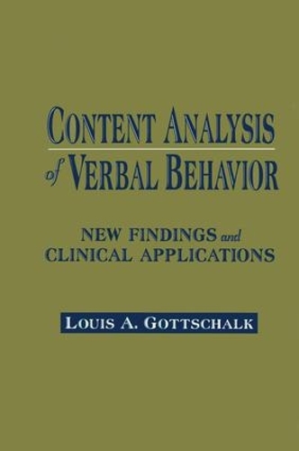 Паперова книга «Content Analysis of Verbal Behavior: New Findings and Clinical Applications», автор Луї А. Готтшальк - фото №1