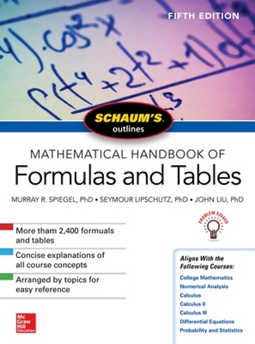Бумажная книга «Schaum's Outline of Mathematical Handbook of Formulas and Tables, Fifth Edition», авторов Джон Лю, Сеймур Липшутц - фото №1