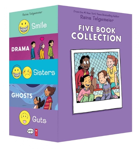 Бумажная книга «Raina Telgemeier Five Book Collection: Smile, Drama, Sisters, Ghosts, Guts», автор Райна Тельгемайер - фото №1
