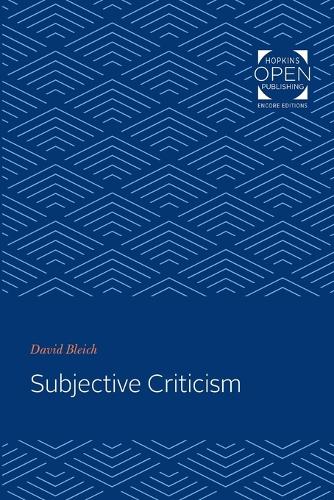 Бумажная книга «Subjective Criticism», автор Дэвид Блейх - фото №1