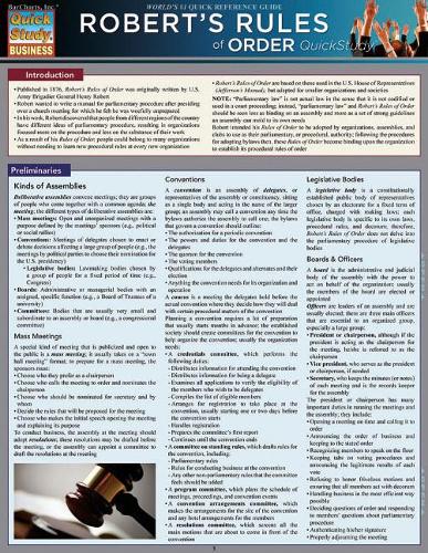 Paper book «Robert's Rules of Order Quick Study», author BarCharts, Inc. - фото №1