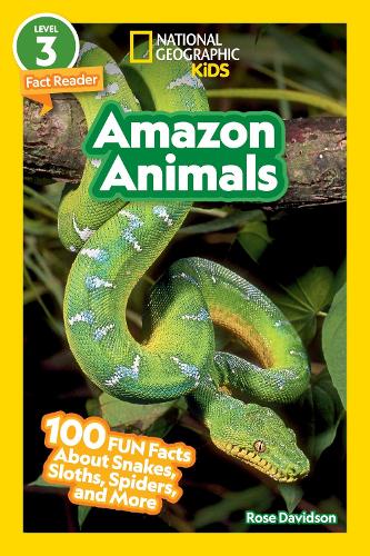 Бумажная книга «Amazon Animals (National Geographic Kids Readers, Level 3): 100 FUN Facts About Snakes, Sloths, Spiders, and More», автор Роуз Дэвидсон - фото №1